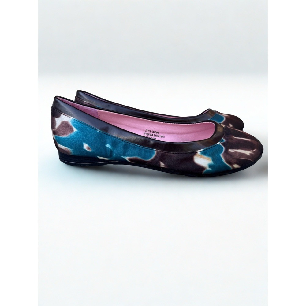 $60 MADDEN GIRL Tandum Satin Flats in Brown Multi Size 8‎